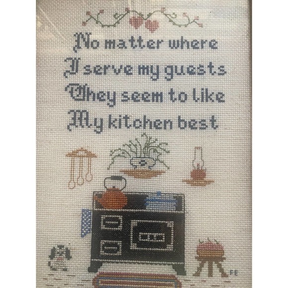 Cross‎ stitch framed for the Kitchen  vintage - Picture 4 of 5